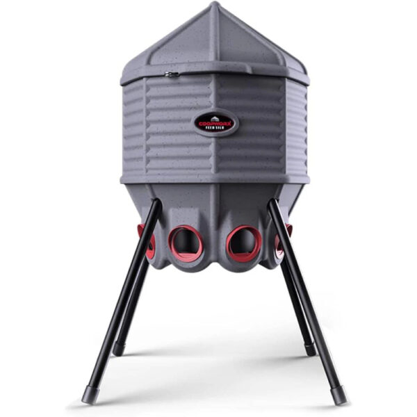 80lb Poultry Feeder, Adjustable Height, UV Stable, Weather Resistant, 8 Ports, Made in USA