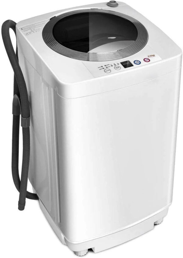 Portable washing machine, a combination of fully automatic washing machine and spin dryer, with built-in pump drainage system, capacity 8 pounds,...