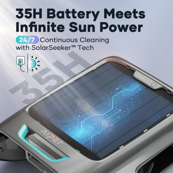 AIPER Surfer S2 Solar Pool Skimmer with APP Support, 24/7 Cleaning, Dual Charging Modes, Smart Obstacle Avoidance, Ideal for All Swimming Pool Types