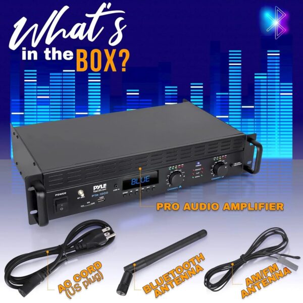 2-Channel Bluetooth Power Amplifier - 2000W Bridgeable Rack Mount Pro Audio Sound Wireless Home Stereo Receiver w/TRS XLR Input,LCD, Bridge Mode,...