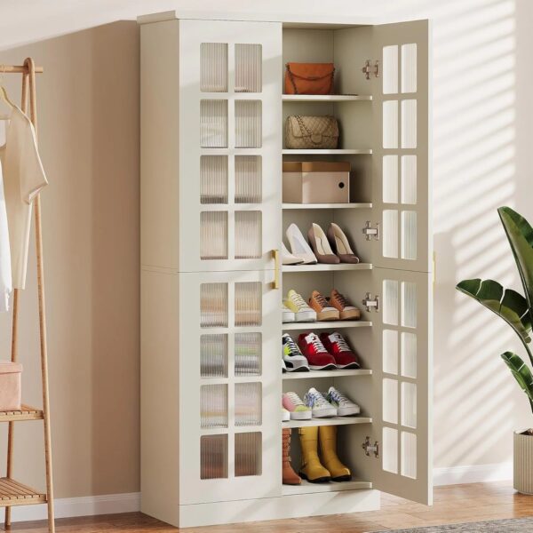 Tribesigns 71-Inch Tall Shoe Cabinet with Doors, 8-Tier Shoe Storage with Adjustable Shelves, Modern Shoe Organizer Shoe Rack Cabinet for Entryway...