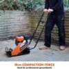 Electric Compactor Plate - Ideal For Levelling Pavement, Artificial Turf Ground Preparation, Patio, Blockwork, Sand, Soil & More