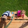 Backyard Discovery Mount Mckinley Cedar Wood Swing Set with Wave Slide, Play Deck, Double Rock Wall, Rope Ladder, Web Swing, Belt Swings, Toy...