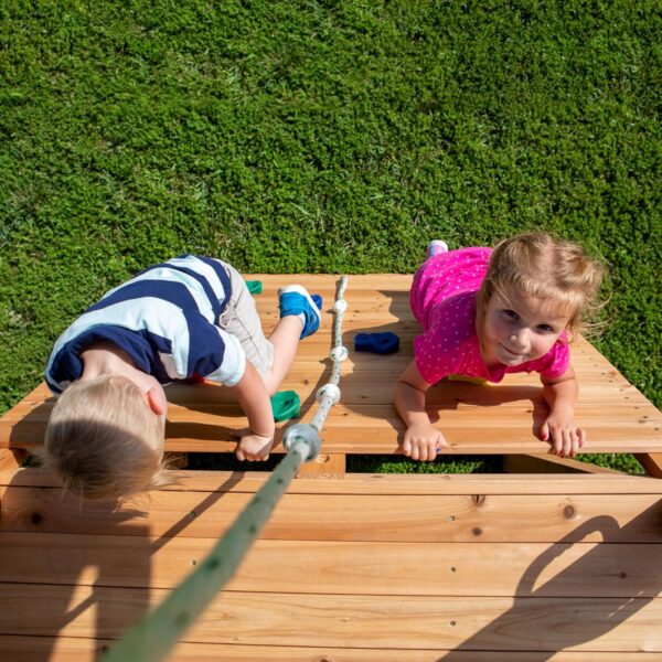 Backyard Discovery Mount Mckinley Cedar Wood Swing Set with Wave Slide, Play Deck, Double Rock Wall, Rope Ladder, Web Swing, Belt Swings, Toy...