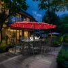 15 ft Large Patio Umbrella with Solar Lights Double-Sided Outdoor Rectangle Market Umbrellas with 36 LED Lights/Base Included/Easy Crank for Patio...
