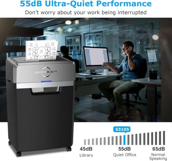 Heavy Duty Paper Shredder, 24-Sheet Cross-Cut Shredder, 40-Min Continuous Running Time, Commercial Grade Shredder for Office, 9-Gallon Big Basket,...