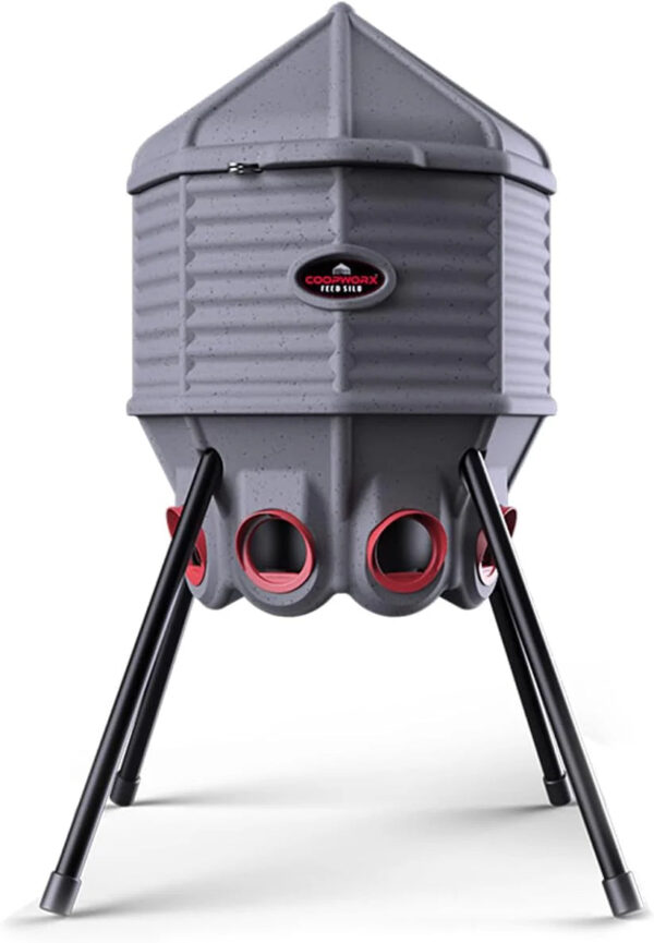 80lb Poultry Feeder, Adjustable Height, UV Stable, Weather Resistant, 8 Ports, Made in USA
