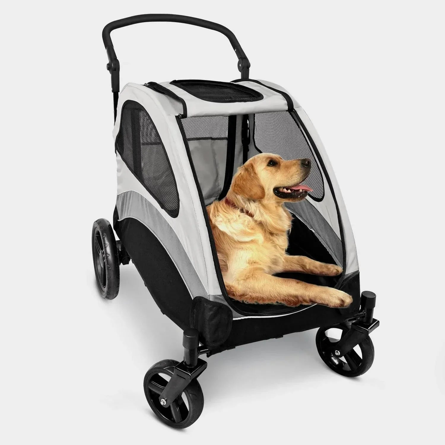 7b46166fb334c8e1f88466788c91955f369e9eed2906e140c0ef527d471c0719 Foldable Pet Stroller for Large or 2 Dogs Cats Jogger Wagon with 4 Wheels