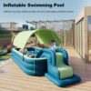 Ergocar Inflatable Swimming Pool with Water Slide, Inflatable Slide Water Pool with Awning, Inflatable Mega Bouncy Castle Water Park, Swim Centre...