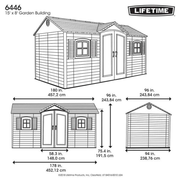 15 ft. x 8 ft. Double Door Storage Shed - Wayfair