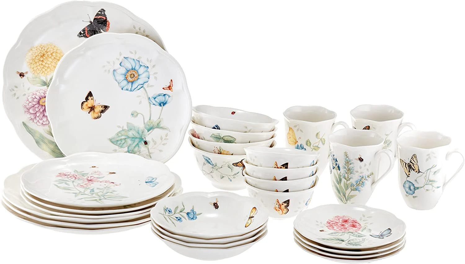 7f16844369bbb475d3daa700b57343a2d5ef5572f0fee252f91aa9a4d79bf2fd 28 Piece Butterfly Meadow Classic Dinnerware Set