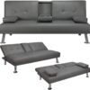 Yaheetech Convertible Sofa Bed Adjustable Couch Sleeper Modern Faux Leather Home Recliner Reversible Loveseat Folding Daybed Guest Bed, Removable...