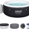 Coleman SaluSpa Miami AirJet 2 to 4 Person Round Inflatable Hot Tub Portable Outdoor Spa with 120 Soothing AirJets and Insulated Cover, Black