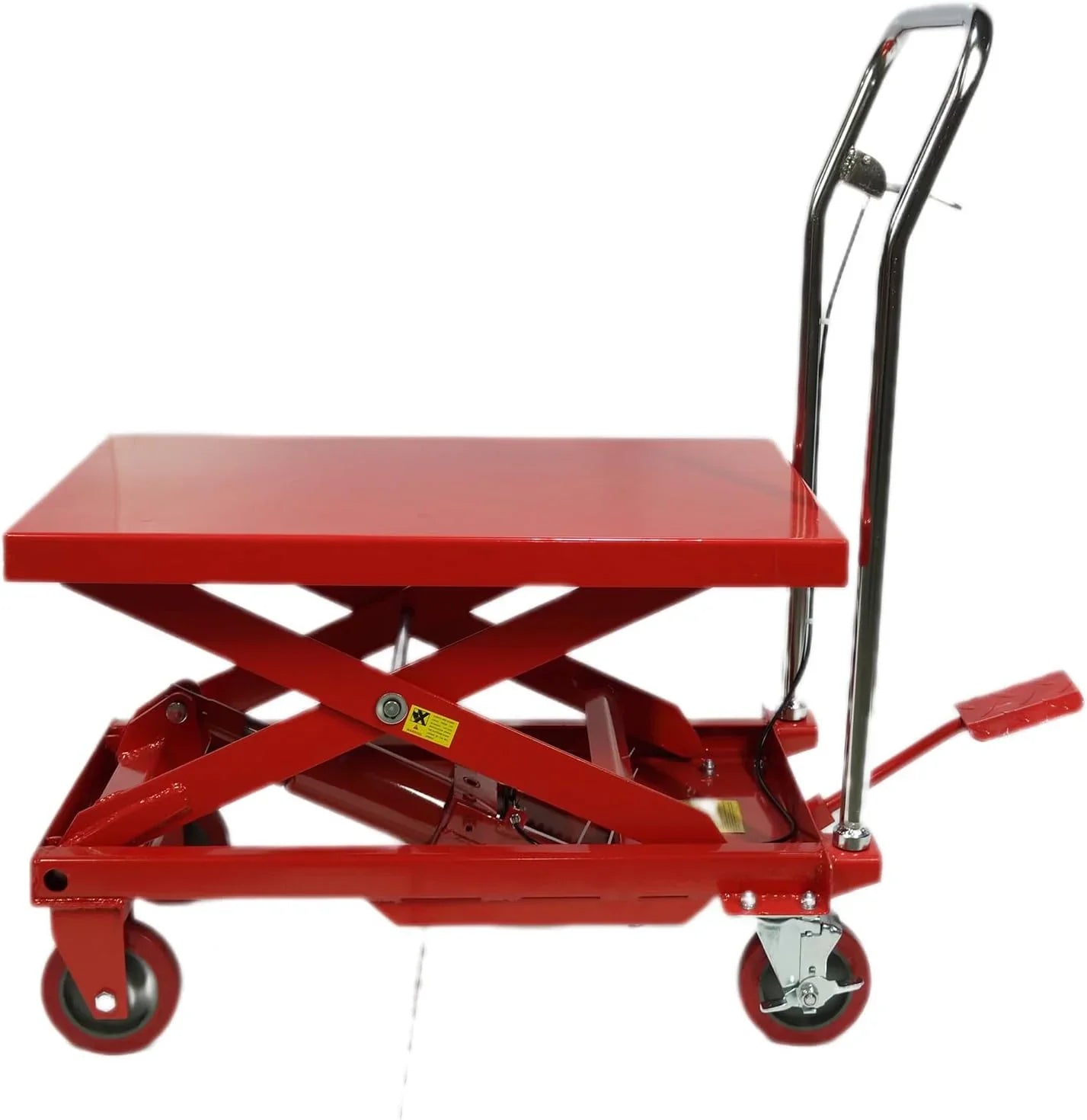 80efb3fac9474f82d978006ad1679460f2601d43c36fa761f97f6e613673653b 500LBS Hydraulic Lift Table Cart, 30" Lifting Height., Double Scissor Lift Table with 4 Wheels and Non-Slip Pad, Hydraulic Scissor Lift Table for...
