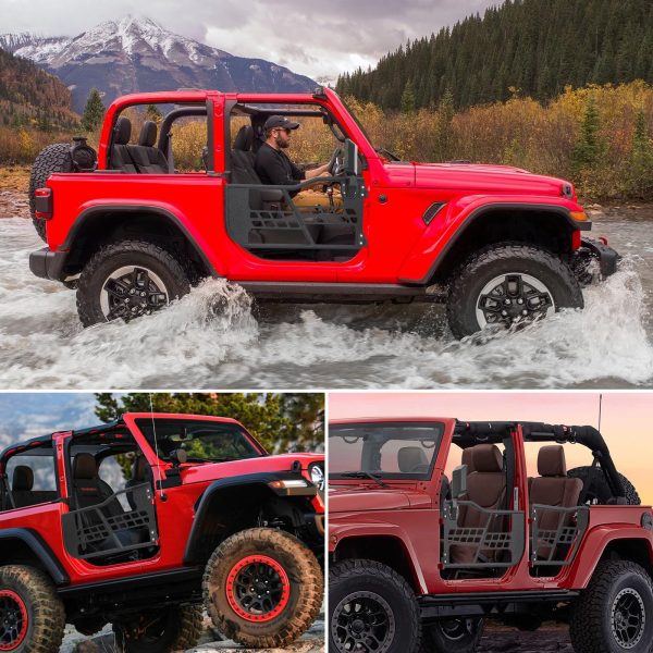 Off Road Safari Tubular Doors Compatible with 2018-2023 Wrangler JL 4 Door Set of 4 Fat Tube Half Doors for Adventure