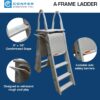 Confer Plastics 7200 Roll Guard 48" to 56" Adjustable A Frame Safety Ladder for Above Ground Outdoor Patio Swimming Pool Platform Ladder with Step...