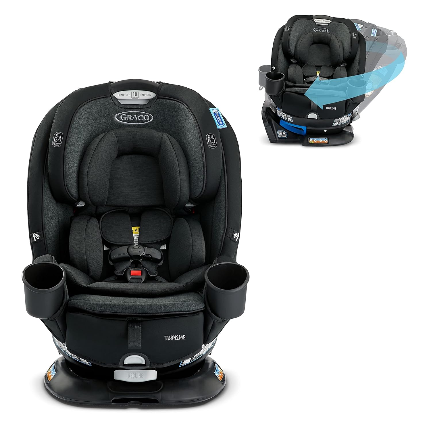 8177abce8f61bb5d2cb4748e1d9a745d2676f5b1652163e9f0c50edd7faf16cb Graco Turn2Me 3-in-1 Convertible Car Seat, Rotating, Rear & Forward-Facing, Highback Booster, SnugLock, Cambridge