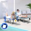 3-in-1 Outdoor Sun Tanning Lounge Chair with Face Hole 5-Position Recliner, Folding Side Table & Removable Pillow, 330lbs Capacity, Blue