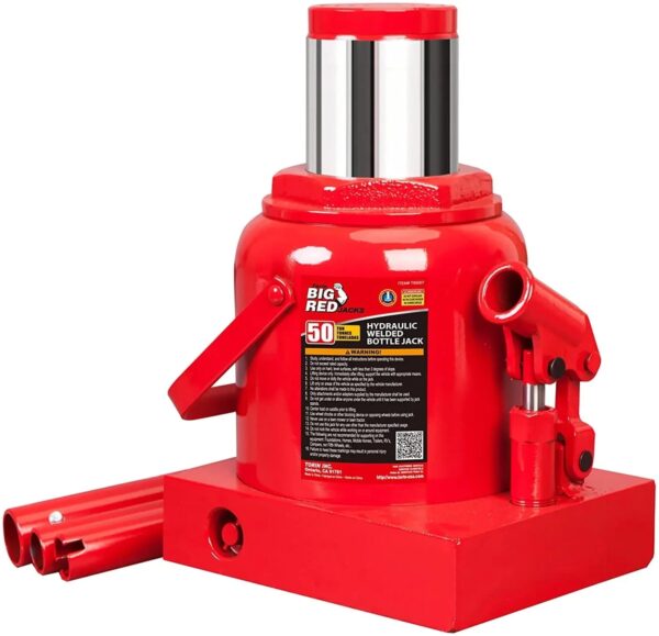 BIG RED 50 Ton Low Profile Hydraulic Bottle Jack Welded Construction for Automotive & Heavy Lifting