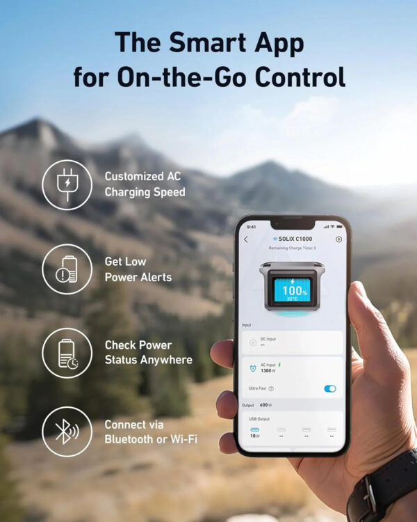 Anker SOLIX C1000 Portable Power Station with 200W Solar Panel, 1800W Solar Generator, 1056wh LFP (LiFePO4) Battery, 6 AC Outlets, Up to 2400W for...