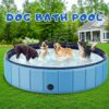 Foldable Dog Swimming Pool, 120"x20" Oversize Collapsable Hard Plastic Potable Bathing Tub for Pet Dog Kiddie Pool Indoor and Outdoor Leakproof...