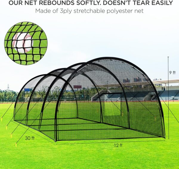 Baseball Batting Cage Net Batting Cages for Backyard Portable Baseball and Softball Batting Cages with Pitching Machine Hole and Detachable Door...