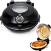 Electric Pizza Oven with Ceramic Stone, Viewing Window, Adjustable Heat Control, Timer and 1200W Baking Power, DIY Homemade Pizzeria, Large 12 Pie...