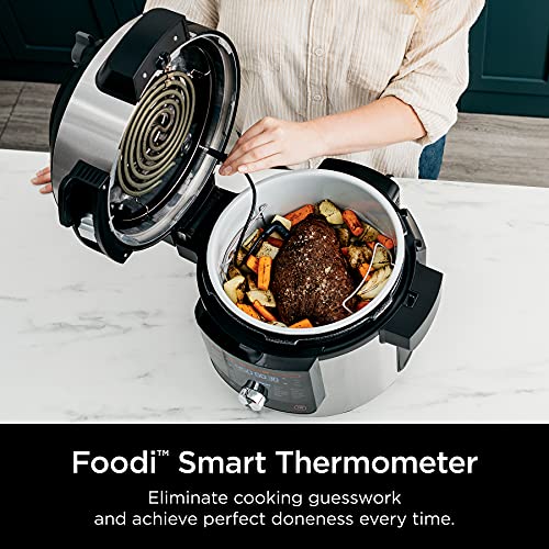 Ninja OL701 Foodi 14 in 1 SMART XL 8 Qt. Pressure Cooker Steam Fryer with SmartLid & Thermometer Auto Steam Release, that Air Fries, Proofs &...