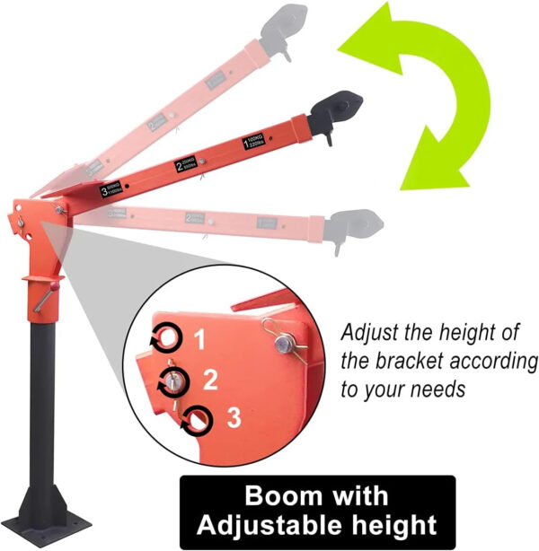 1100lb Folding Dismountable Household Hoist Truck Crane with Electric Hoist (110V) 880lb Pulling Force, Jib Cranes for Factory, Warehouse,...