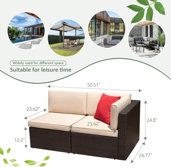 Devoko 5 Pieces Patio Furniture Sets All Weather Outdoor Sectional Patio Sofa Manual Weaving Wicker Rattan Patio Seating Sofas with Cushion and...