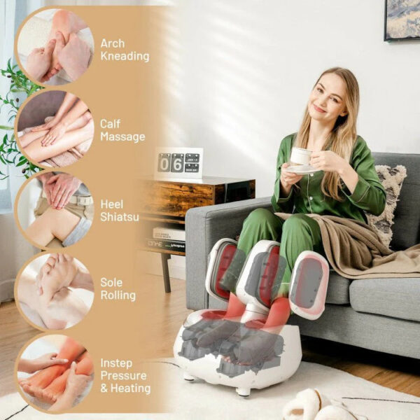 Premium 2-In-1 Electric Shiatsu Foot Calf Massager With Heat Function
