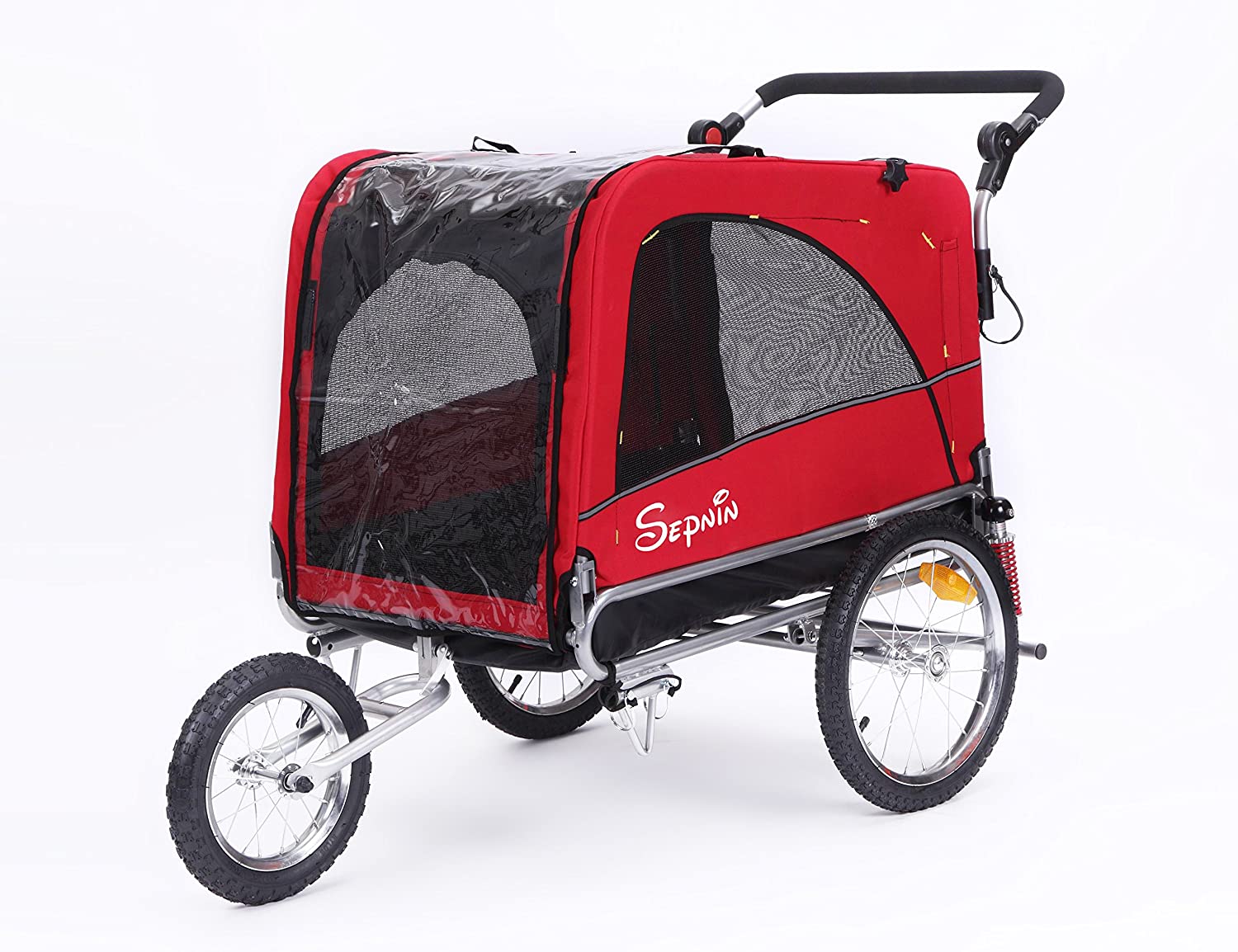 871ff1cf835a9f2379ef1b53ac79c861ad2ab6047d64d9390f1bd921a66d05a0 3 in 1 Luxury Large Sized Bike Trailer Bicycle Pet Trailer/Jogger/Dog Cage with Suspension 10308