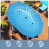 15 ft Large Patio Umbrella with Solar Lights Double-Sided Outdoor Rectangle Market Umbrellas with 36 LED Lights/Base Included/Easy Crank for Patio...