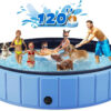 Foldable Dog Swimming Pool, 120"x20" Oversize Collapsable Hard Plastic Potable Bathing Tub for Pet Dog Kiddie Pool Indoor and Outdoor Leakproof...