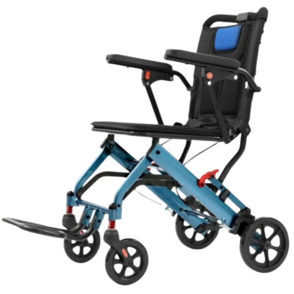 Ultra-Light Portable Folding Wheelchair, Travel-Friendly with Handbrake, 220 lbs Capacity, Ideal for Elderly & Children, 34.2 32.6 Unfolded Dimensions