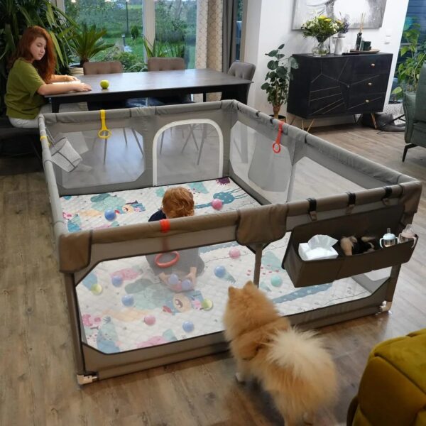 Baby Playpen with Mat 75"*59", Extra Large Playpen for Babies and Toddlers with Storage Bag, BPA-Free, Non-Toxic, Safe No Gaps Playards for...