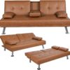 Yaheetech Convertible Sofa Bed Adjustable Couch Sleeper Modern Faux Leather Home Recliner Reversible Loveseat Folding Daybed Guest Bed, Removable...