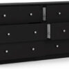 3-Pc Scandinavian Design Engineered Wood Bedroom Furniture Set with 3-Drawer Chest & 6-Drawer Double Dresser & 1-Drawer Nightstand, Pewter Plastic...