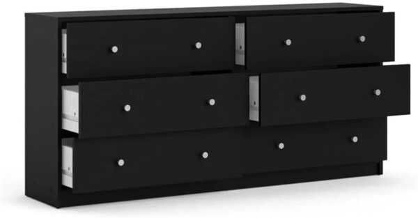 3-Pc Scandinavian Design Engineered Wood Bedroom Furniture Set with 3-Drawer Chest & 6-Drawer Double Dresser & 1-Drawer Nightstand, Pewter Plastic...