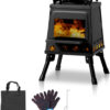 Portable Detachable Wooden Camping Stove - Windproof Outdoor Barbecue Grill, Compact Picnic Cooker 36x36x46.5cm, Ideal for Camping, Hiking, and...