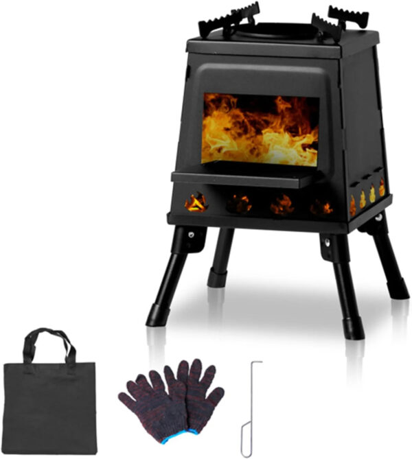 Portable Detachable Wooden Camping Stove - Windproof Outdoor Barbecue Grill, Compact Picnic Cooker 36x36x46.5cm, Ideal for Camping, Hiking, and...
