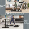 2.5HP 2-in-1 Folding Under Desk Treadmill with Speaker APP Remote Control, Portable Walking Jogging Machine for Home Gym Office