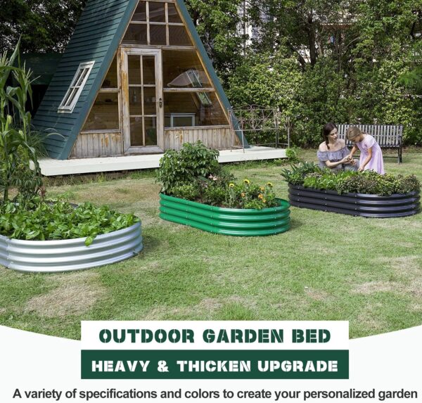 2Pcs Galvanized Raised Garden Bed Kit, 10 4 1ft Galvanized Planter Raised Garden Boxes Outdoor, Oval Large Metal Raised Garden Beds for Vegetables