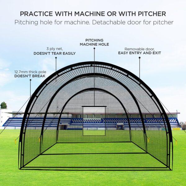 Baseball Batting Cage Net Batting Cages for Backyard Portable Baseball and Softball Batting Cages with Pitching Machine Hole and Detachable Door...