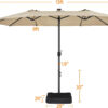 15 ft Large Patio Umbrella with Solar Lights Double-Sided Outdoor Rectangle Market Umbrellas with 36 LED Lights/Base Included/Easy Crank for Patio...