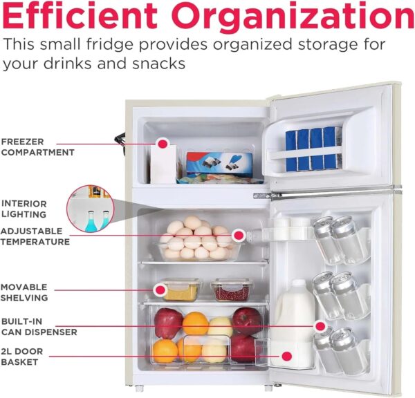 Frigidaire Retro Mini Fridge with Freezer & Side Bottle Opener-Small 2 Door Refrigerator for Office Bar or College Dorm Room-3.1 Cu Ft 19 "D x...
