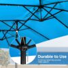 15 ft Large Patio Umbrella with Solar Lights Double-Sided Outdoor Rectangle Market Umbrellas with 36 LED Lights/Base Included/Easy Crank for Patio...