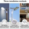 450W Solar Street Flood Lights Outdoor Lamp with Remote Control Dusk to Dawn Security Lighting for Yard Garden Gutter Basketball Court Arena Lawn lm