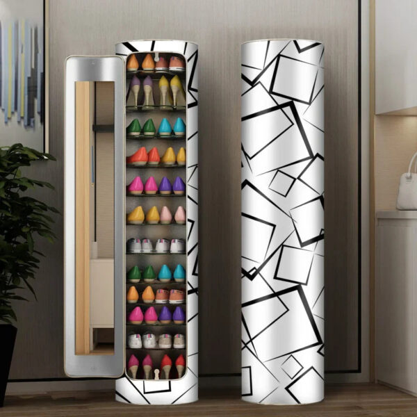 Large-capacity multi-layer rotating disinfection shoe cabinet [with mirror + deodorizer]