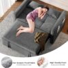 DWVO 3-in-1 Convertible Sofa Bed, 55" Sleeper Sofa with Pull-Out Bed, Cat-Scratch-Proof Fabric Futon Couch with Adjustable Backrest and Side...